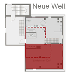 Der 50m² große Spielraum der SM Ferienwohnung 
